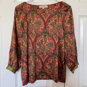 LOFT 3/4 Sleeve Paisley Print PETITE Blouse